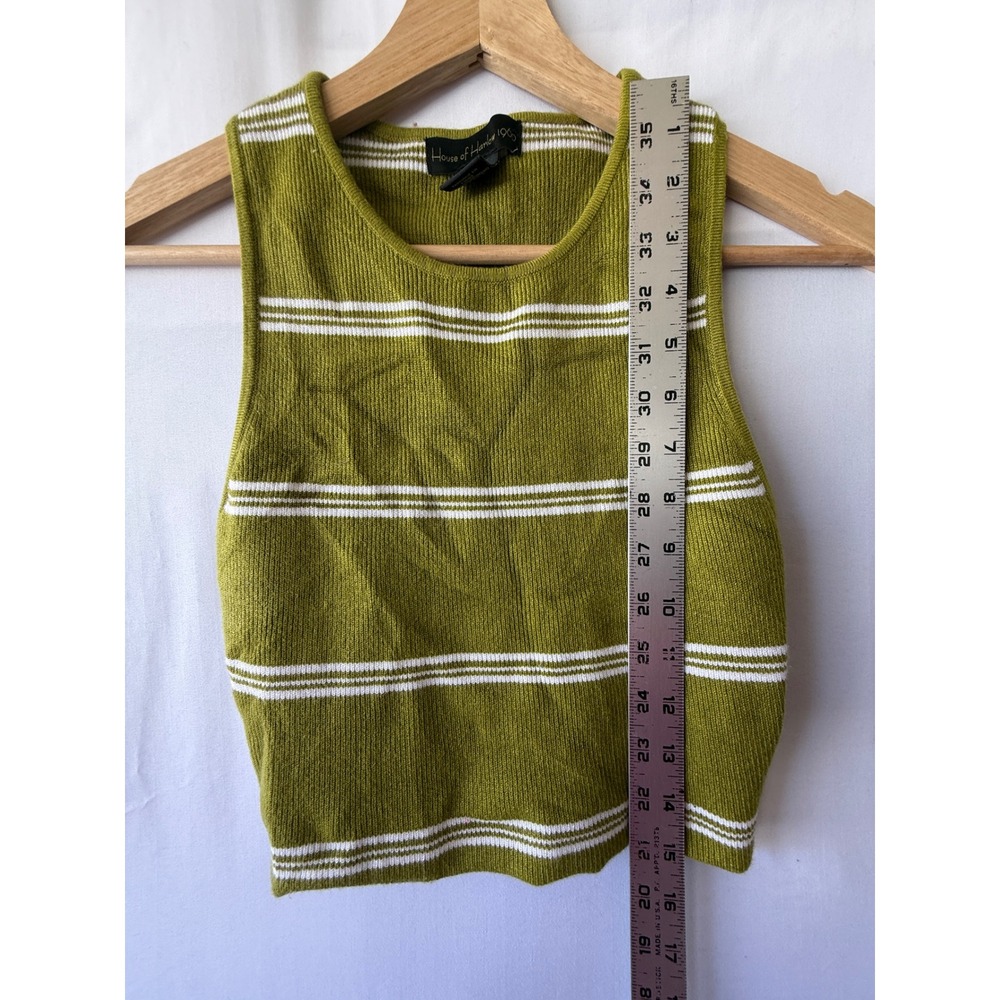 House of Harlow 1960 Womens Green Striped Ribbed Knit Crop Tank Top Size Medium - Picture 6 of 6